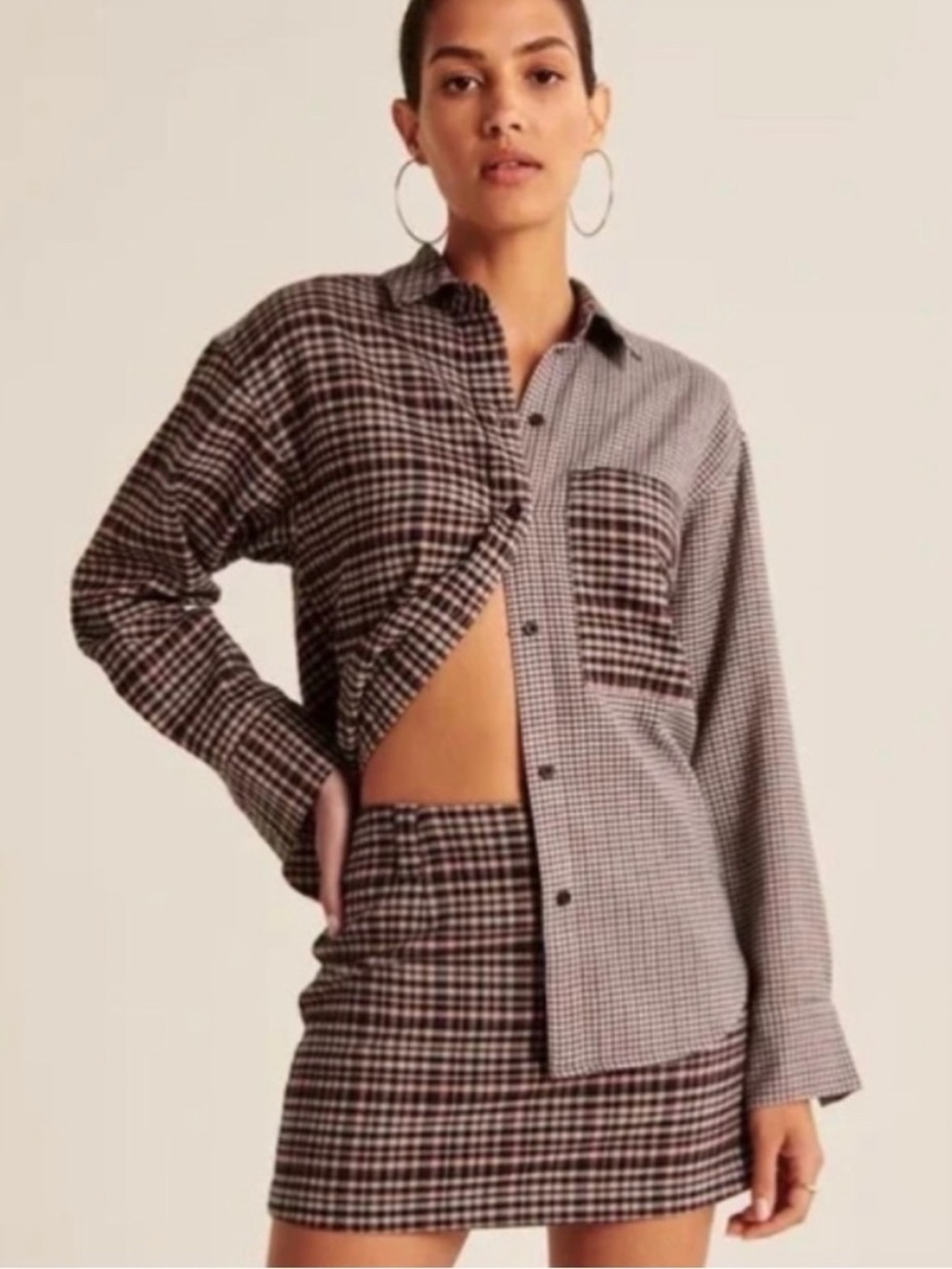 Abercrombie Oversized Color Block Flannel Shirt